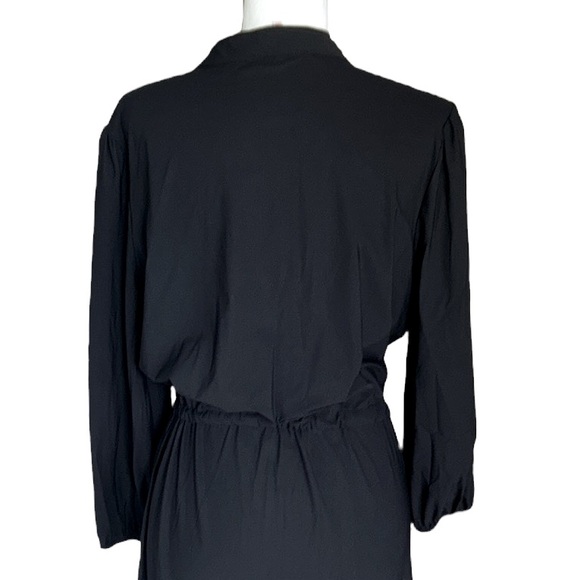 Jude Connally Black Drawstring Tie Waist Ruffle Peasant Midi Dress - M - Picture 6 of 12